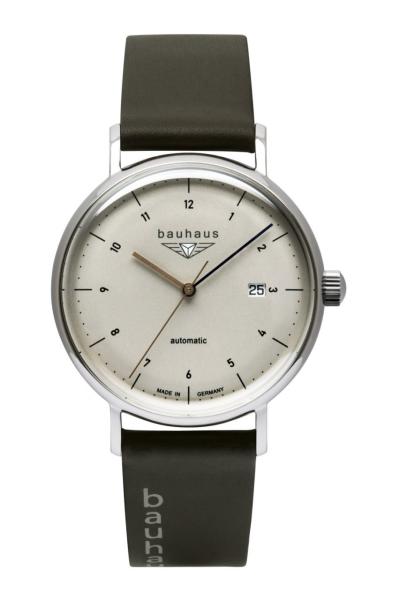 Bauhaus Herrenuhr Automatik mit Datum und Lederarmband